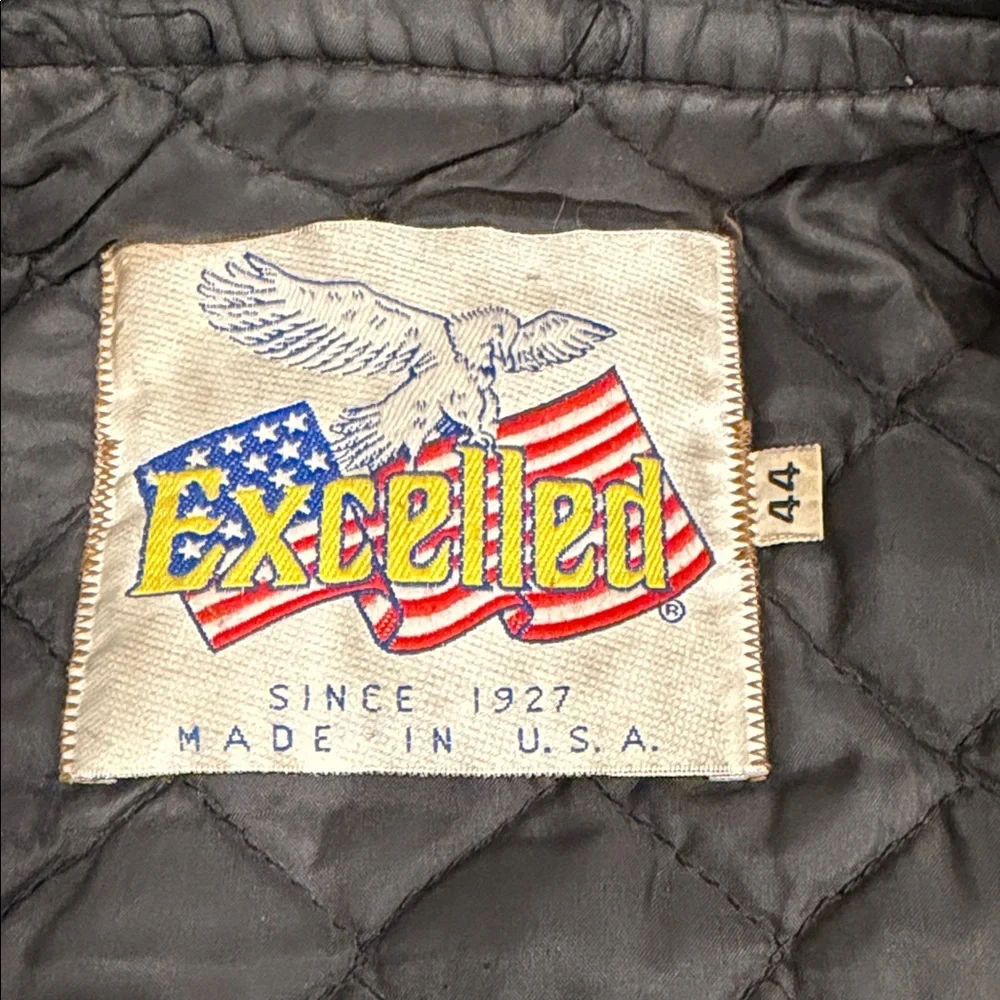 Vintage Excelled Leather Motorcycle Jacket Sz 44 80s 90s Biker Moto Heavyweight